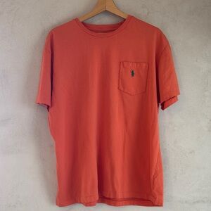 Polo by Ralph Lauren Men's Orange Tee with pocket and logo preppy Y2K golf vibes